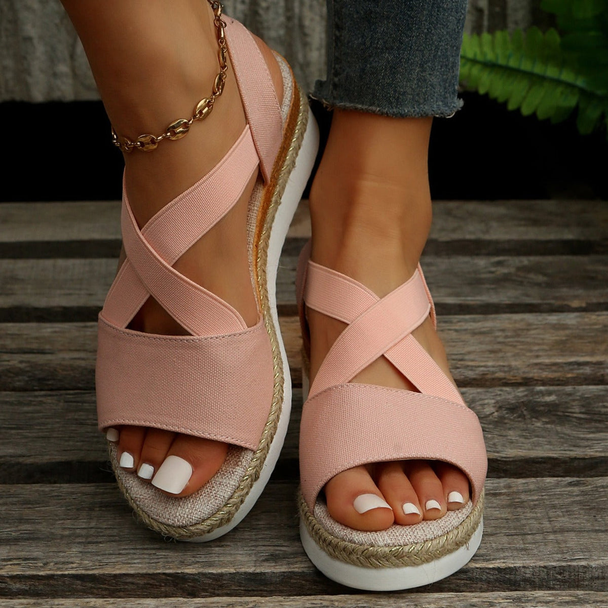 Libiyi Summer Flat Wedge Heel Fish Mouth Casual Women's Sandals - Libiyi