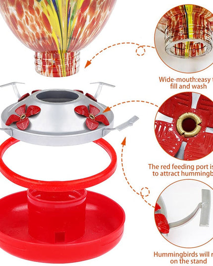 Hummingbird Feeder Hand Blown Glass