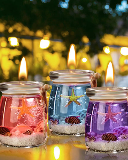 Ocean Theme Blue Purple Pink Gel Candle - Libiyi