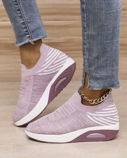 Women's low top fly woven casual sneakers - Libiyi