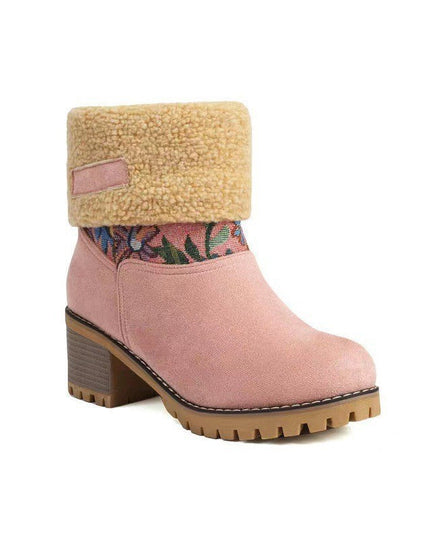 Women's warm thick sole high heel snow boots - Libiyi