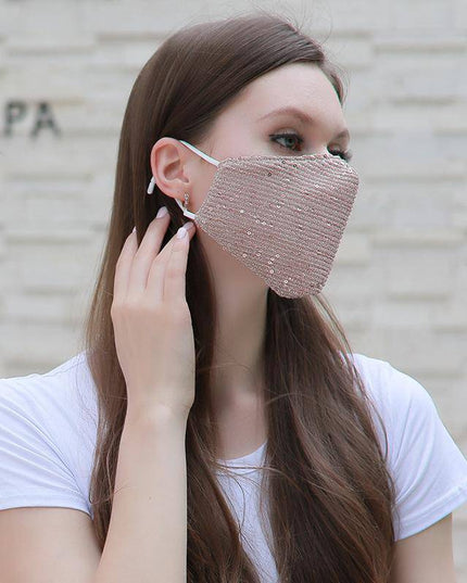 Fashion shiny Facewashable And Reusable Outdoor Sequined Cover Face-Mask - Libiyi