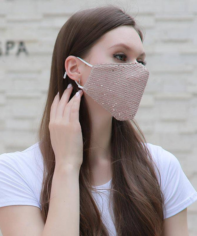 Fashion shiny Facewashable And Reusable Outdoor Sequined Cover Face-Mask - Libiyi