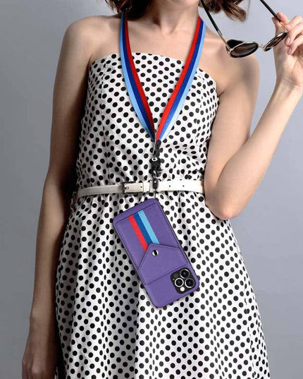 Lanyard Leather Wallet Card Holder Stand Phone Case For iPhone - Libiyi