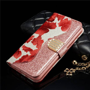 Leather Glitter Rhinestone Flip Case For Samsung A Series - Libiyi