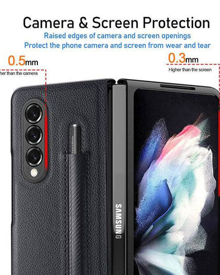 Luxury Business PU Leather Case for Samsung Galaxy Z Fold 3 5G with S Pen Holder - Libiyi