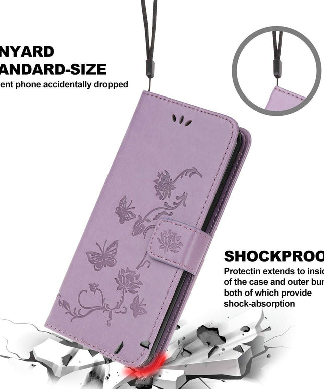 Imprint Butterfly Flower Leather Mobile Phone Case for iPhone 12Mini - Libiyi