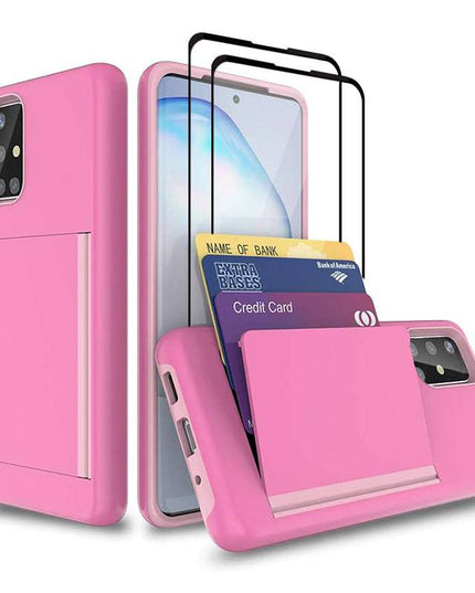 Armor Protective Card Holder Case for Samsung A Series With 2-Pack Screen Protectors - Libiyi