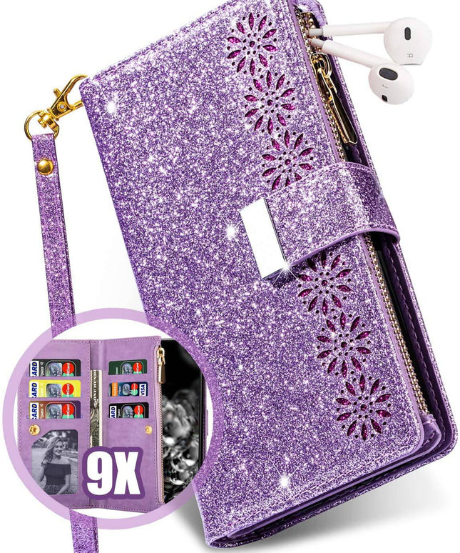 Glitter Sparkly Girly Bling Leather Flip Cover For Samsung S Series - Libiyi