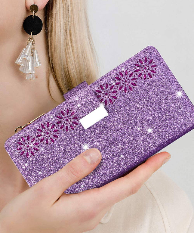 Glitter Sparkly Girly Bling Leather Flip Cover For Samsung S Series - Libiyi