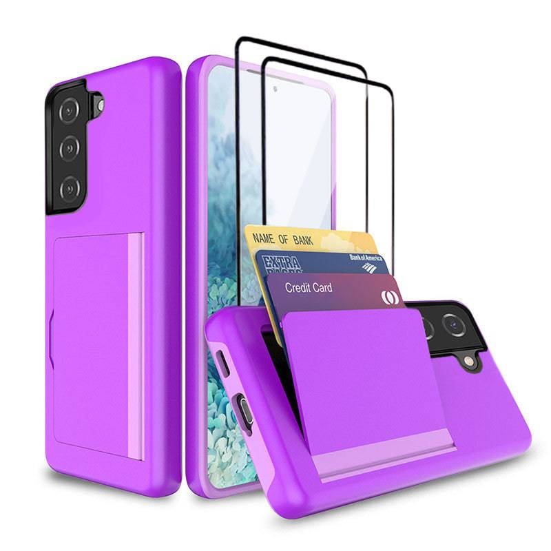 Armor Protective Card Holder Case for Samsung S21 Plus(5G) With 2-Pack Screen Protectors - Libiyi