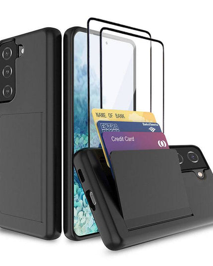 Armor Protective Card Holder Case for Samsung S21 Plus(5G) With 2-Pack Screen Protectors - Libiyi