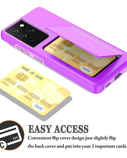 Armor Protective Card Holder Case for Samsung S21 Ultra(5G) With 2-Pack Screen Protectors - Libiyi