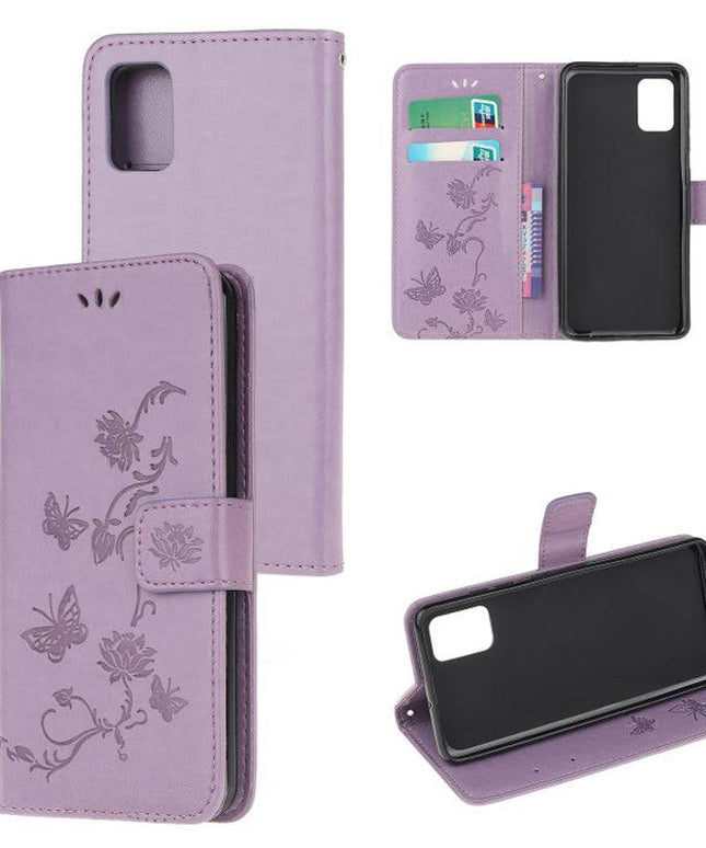 Imprint Butterfly Flower Leather Mobile Phone Case for Samsung - Libiyi