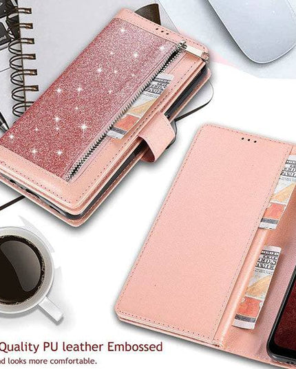 Bling Wallet Case with Wrist Strap for Samsung A32(5G) - Libiyi