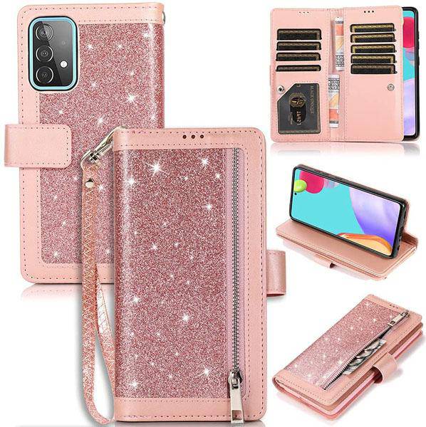 Bling Wallet Case with Wrist Strap for Samsung A52(4G/5G) - Libiyi