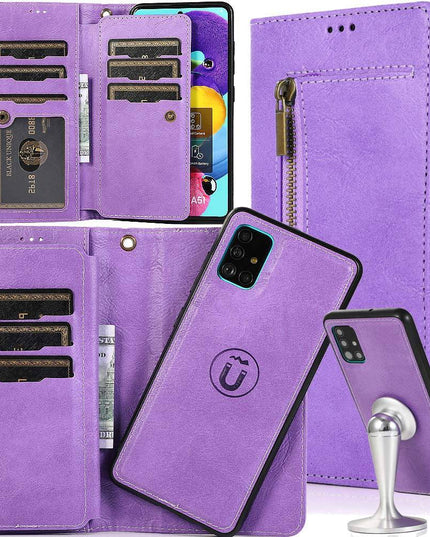 Detachable Flip Folio Zipper Purse Phone Case For Samsung A Series - Libiyi