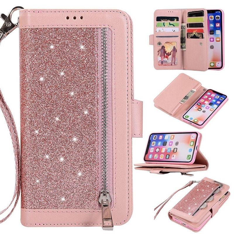 Bling Wallet Case with Wrist Strap for iPhone - Libiyi