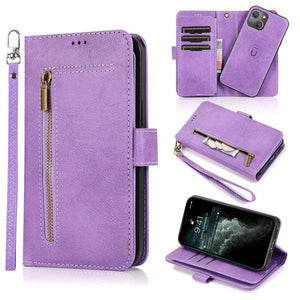 Detachable Flip Folio Zipper Purse Phone Case for iPhone 12 Series - Libiyi