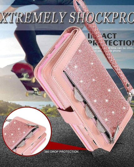 Bling Wallet Case with Wrist Strap for iPhone XR - Libiyi