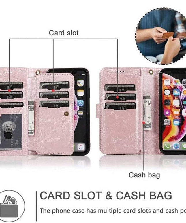 Detachable Flip Folio Zipper Purse Phone Case for iPhone Xs Max - Libiyi