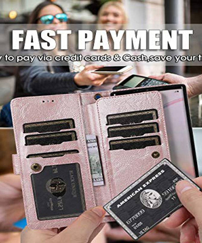 Detachable Flip Folio Zipper Purse Phone Case for Samsung Note Series - Libiyi