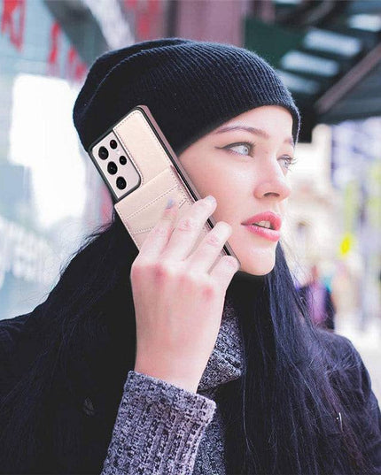 Dual Layer Lightweight Leather Wallet Case for Samsung Galaxy S21 Ultra - Libiyi