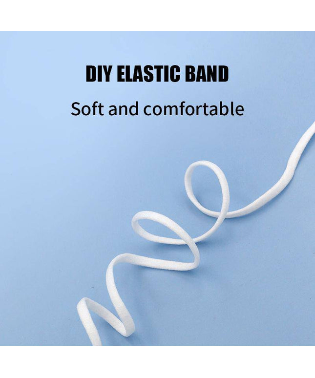1/6 Inch(4mm)Flat Braided Elastic Cord/White Elastic Band (50 yards) - Libiyi