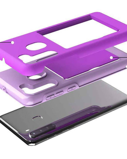 Armor Protective Card Holder Case for Samsung A21(US) With 1 PACK Screen Protector - Libiyi