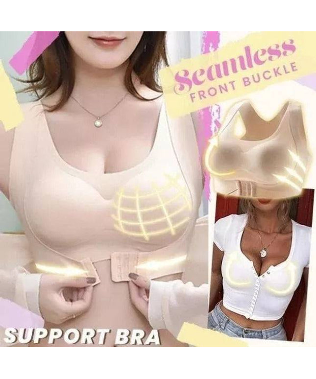 Seamless Front Buckle Support Bra - Libiyi