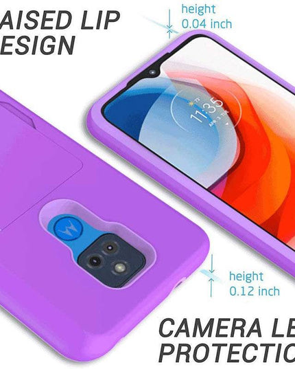 Armor Protective Card Holder Case for Moto G Play 2021 With Screen Protector - Libiyi