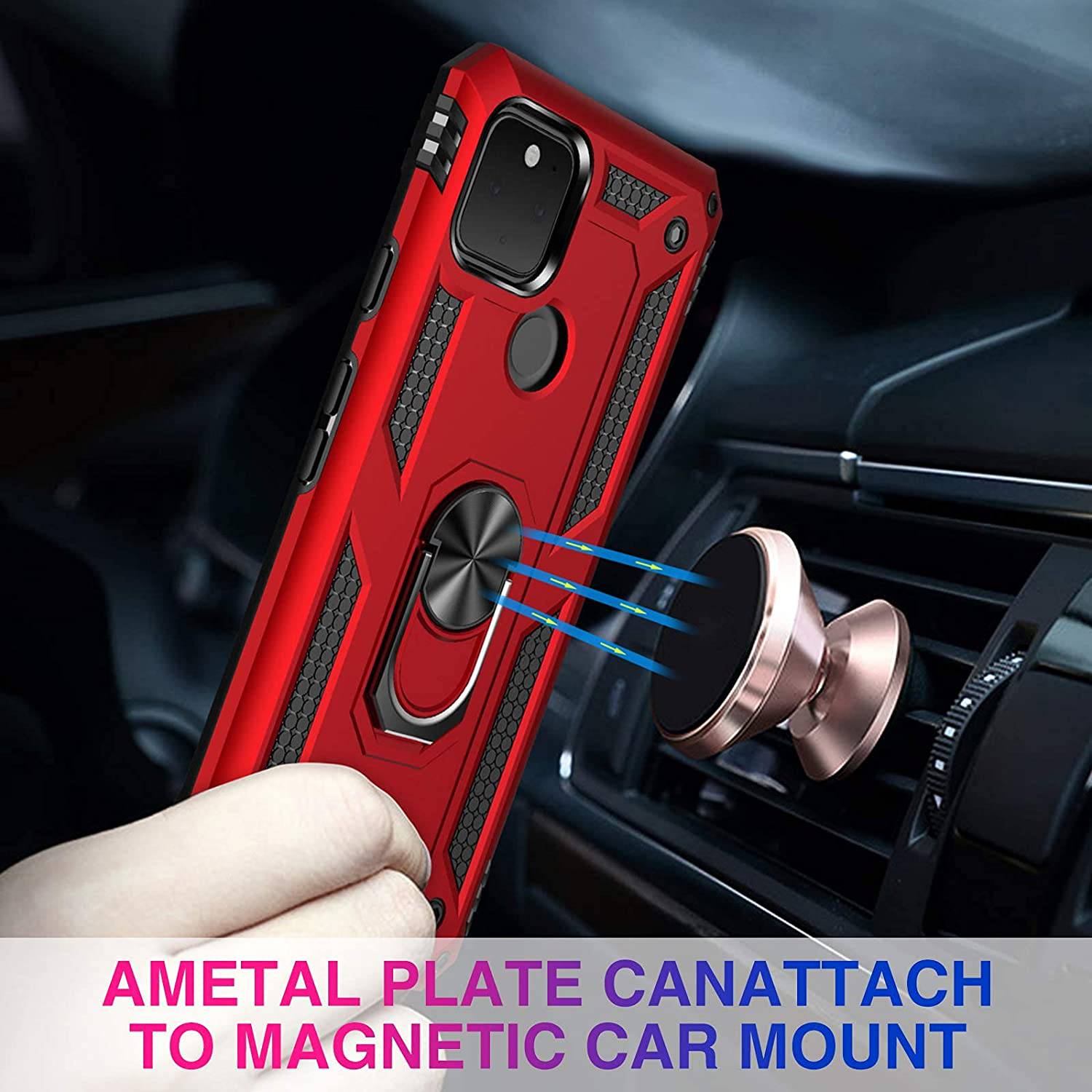 2022 Luxury Armor Ring Bracket Phone case For Google Pixel 4A With 2-Pack Screen Protectors - Libiyi