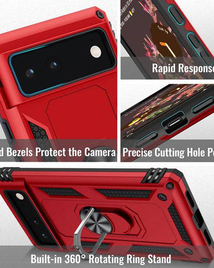 Luxury Armor Ring Bracket Phone case For Google Pixel 6 With 2-Pack Screen Protectors - Libiyi