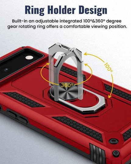 Luxury Armor Ring Bracket Phone case For Google Pixel 6 With 2-Pack Screen Protectors - Libiyi