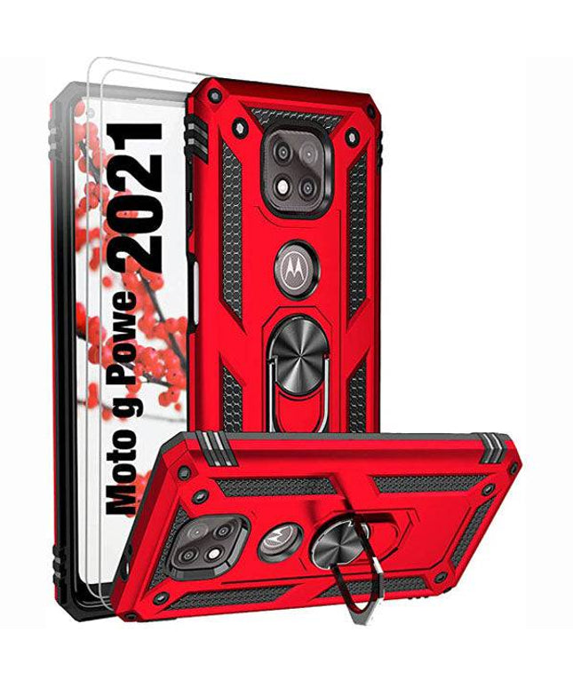 2022 Luxury Armor Ring Bracket Phone case For MOTO G Power 2021 With 2-Pack Screen Protectors - Libiyi