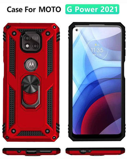 2022 Luxury Armor Ring Bracket Phone case For MOTO G Power 2021 With 2-Pack Screen Protectors - Libiyi