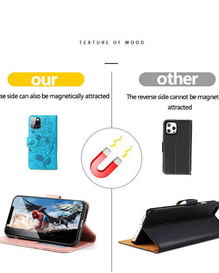 3D Embossed Rose Wallet iPhone Case - Libiyi