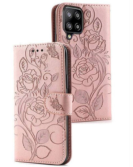 3D Embossed Rose Wallet Case For Samsung A12 - Libiyi