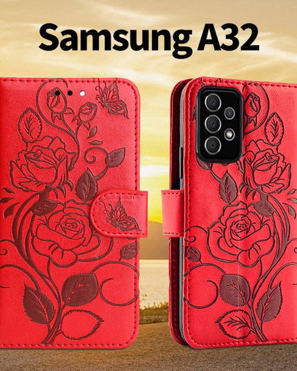 3D Embossed Rose Wallet Case For Samsung A32(5G) - Libiyi