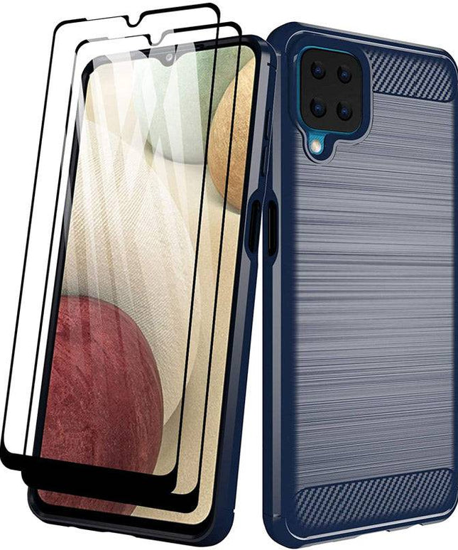 Luxury Carbon Fiber Case For Samsung A12 With 2-Pack Screen Protectors - Libiyi