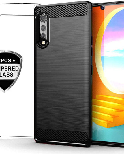 Luxury Carbon Fiber Case For LG Velvet With 2-Pack Screen Protectors - Libiyi