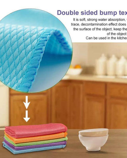 Fish Scale Microfiber Polishing Cleaning Cloth 5 Pcs - Libiyi