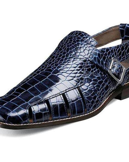 Men Casual Crocodile Print Leather Fisherman Sandals - Libiyi