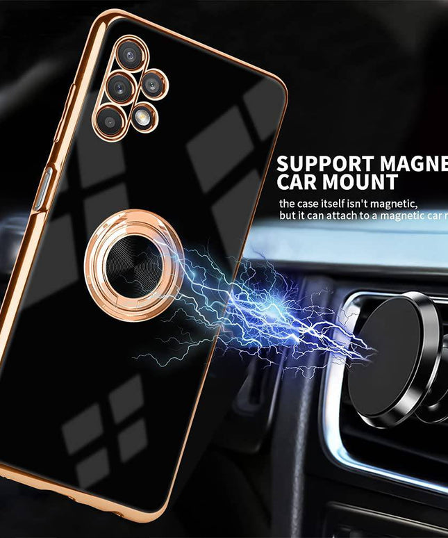 Slim Thin Finger Ring Stand Electroplated Silicone Case For Samsung A32(5G) - Libiyi