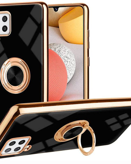 Slim Thin Finger Ring Stand Electroplated Silicone Case For Samsung A42(5G) - Libiyi