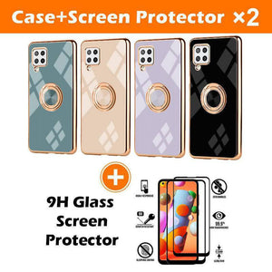 Slim Thin Finger Ring Stand Electroplated Silicone Case For Samsung A42(5G) - Libiyi