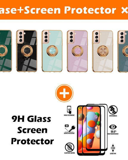 Shiny Plating Built-in Finger Ring Case For Samsung S21 - Libiyi