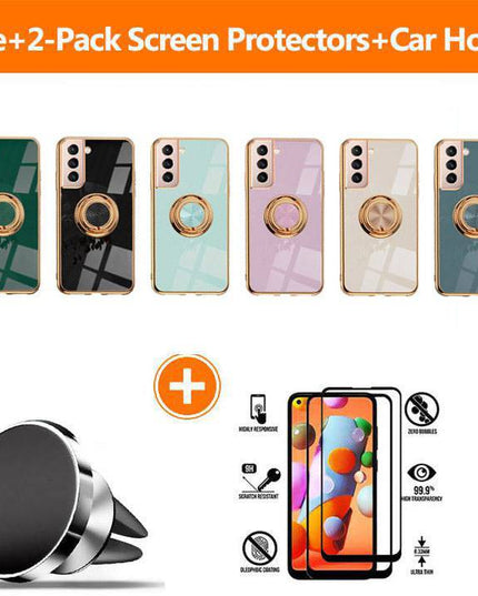 Shiny Plating Built-in Finger Ring Case For Samsung S21 - Libiyi
