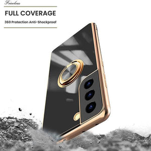 Shiny Plating Built-in Finger Ring Case For Samsung S21 FE - Libiyi