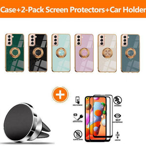 Shiny Plating Built-in Finger Ring Case For Samsung S21 FE - Libiyi